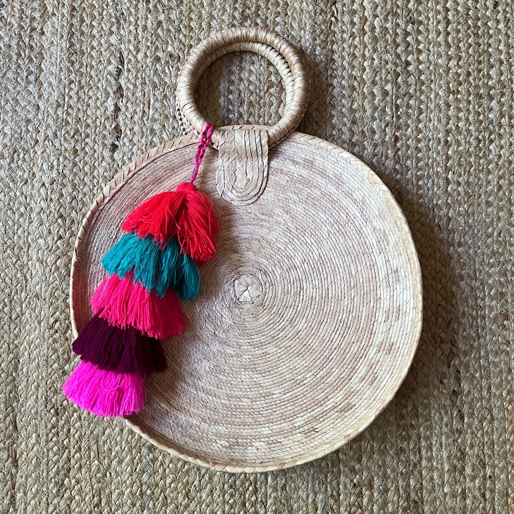 Boho Woven Bag with Colorful Tassels